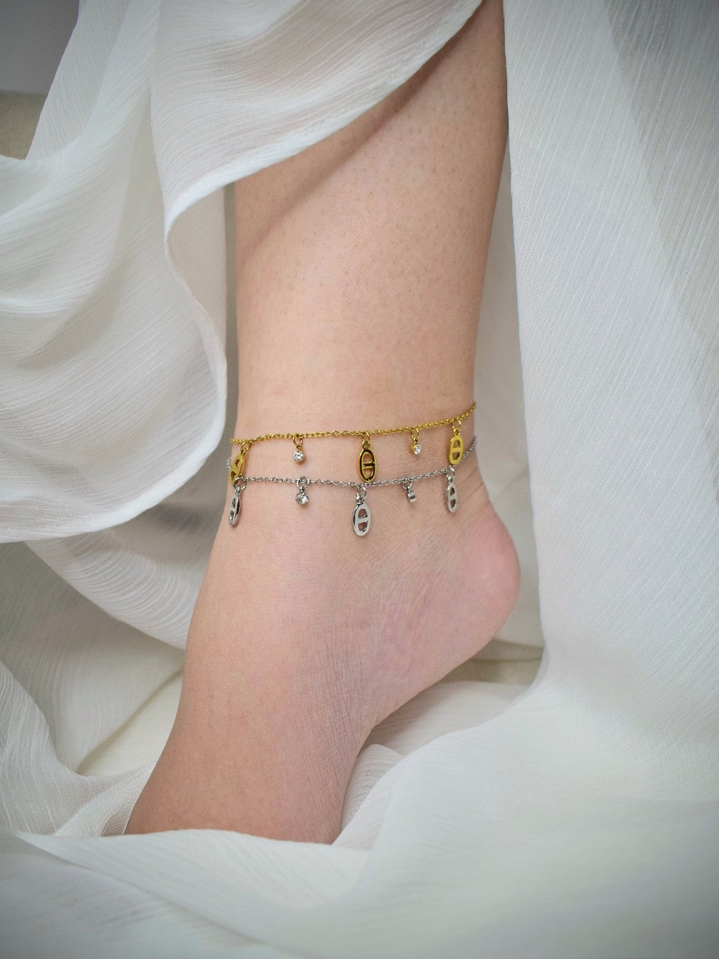Bracelet de cheville à Strass Marine